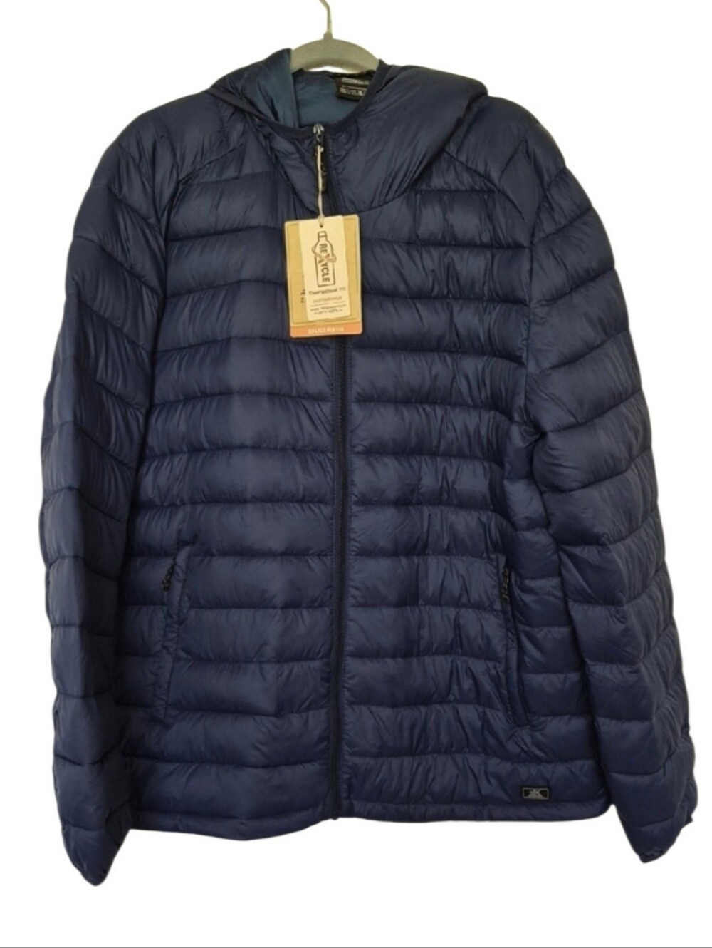 NWT Zeroxposur Men's Size XL Blue Quilted Puffer Jacket Pockets Hood